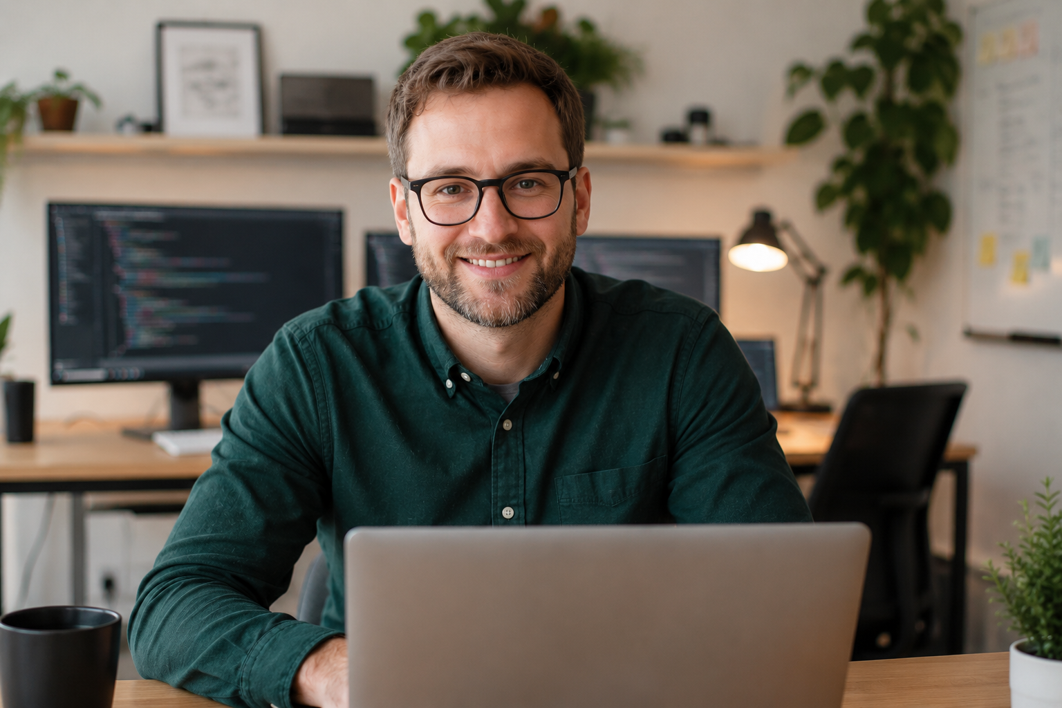 Desarrollador senior Logicraft en su ambiente de trabajo